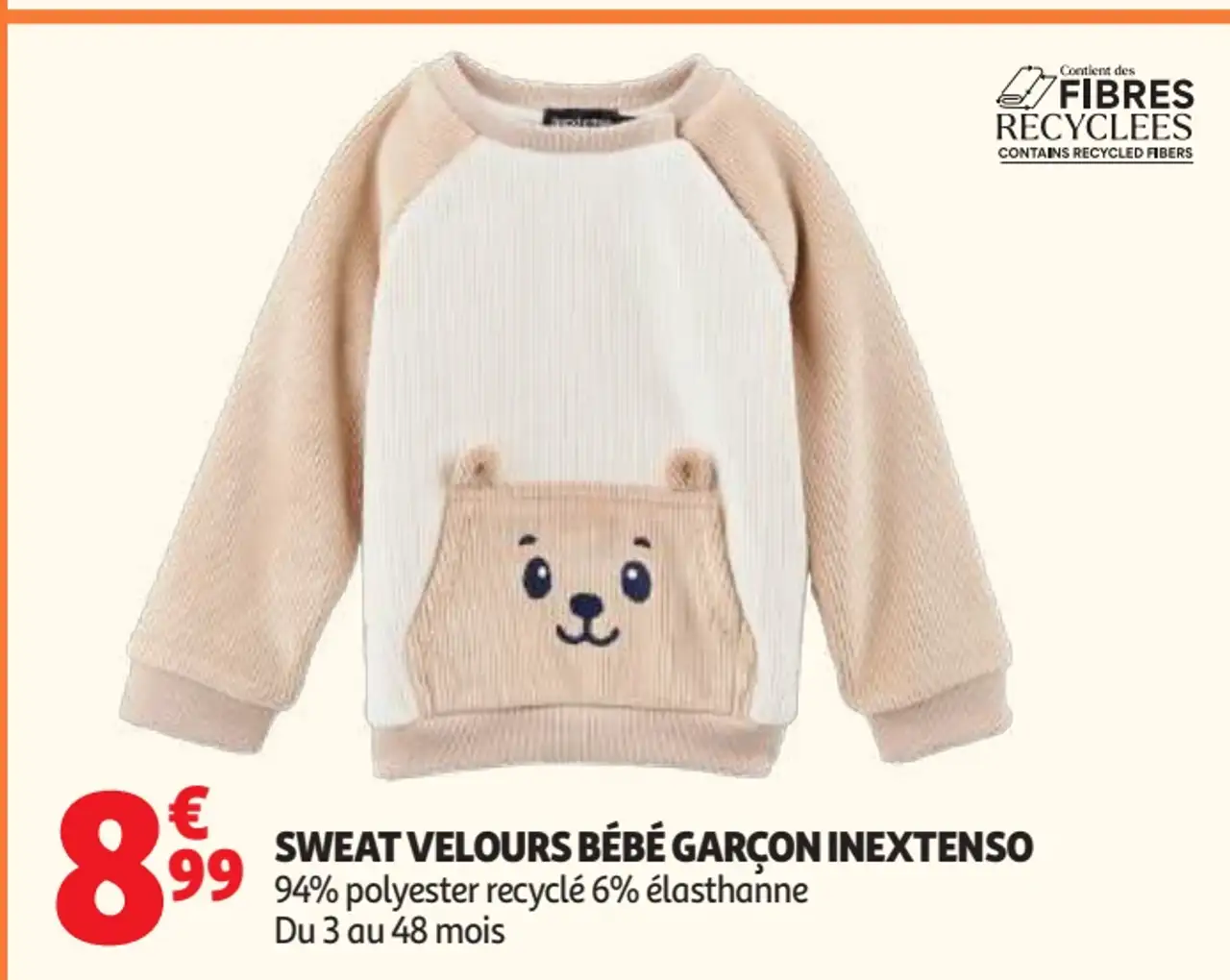 Sweat velours bébé garçon Inextenso