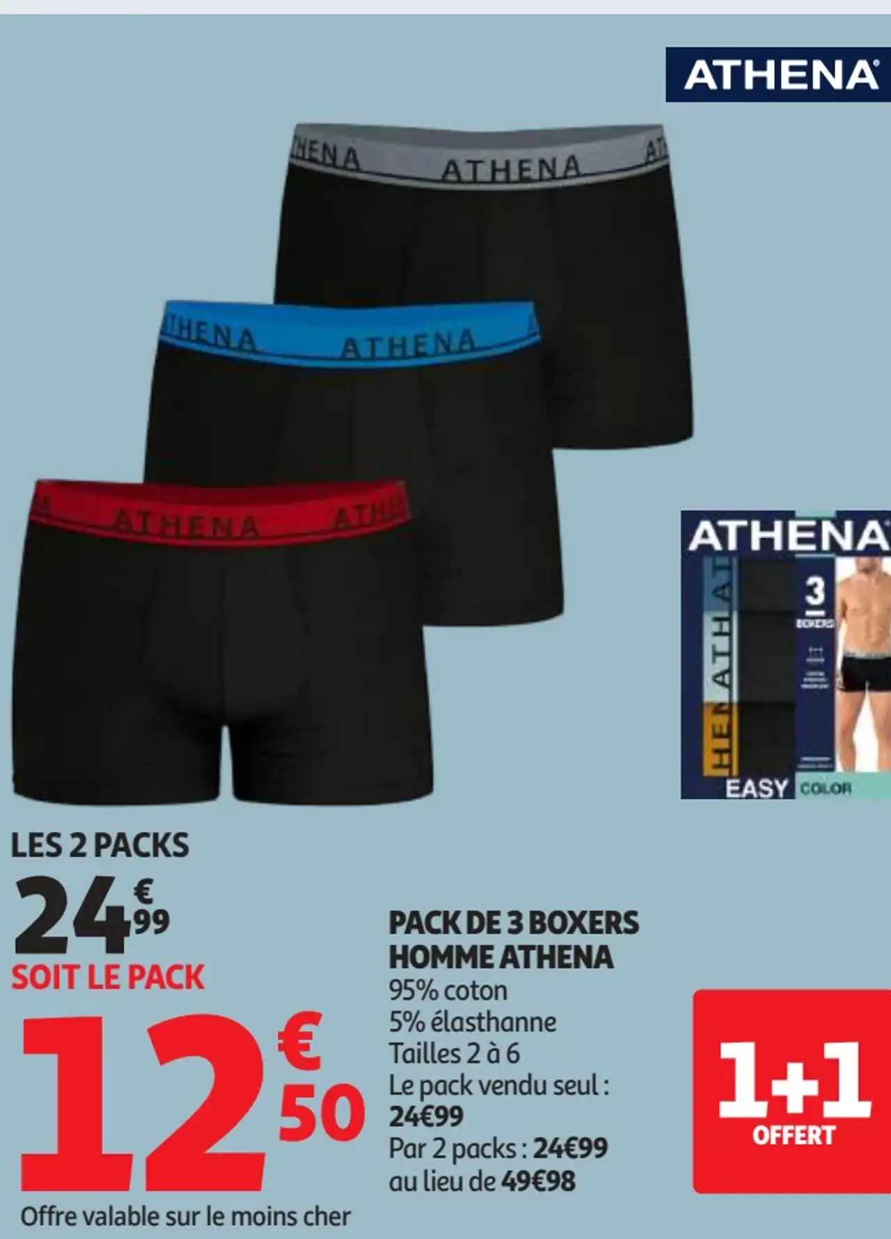 Pack de 3 boxers homme Athena