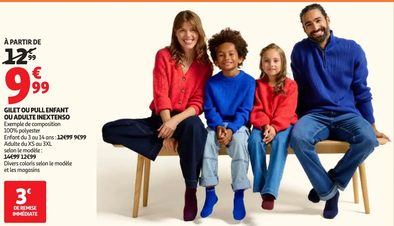 Gilet ou pull enfant ou adulte Inextenso