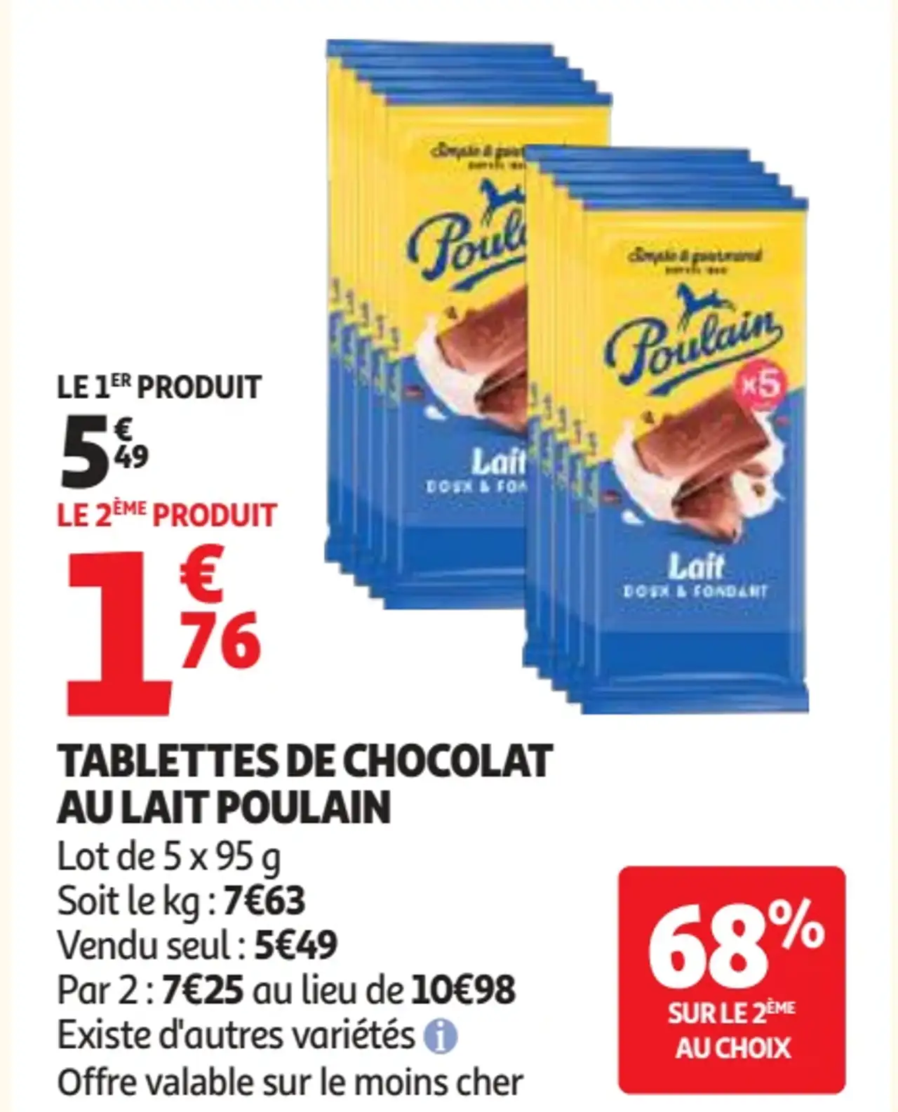 TABLETTES DE CHOCOLAT AU LAIT POULAIN