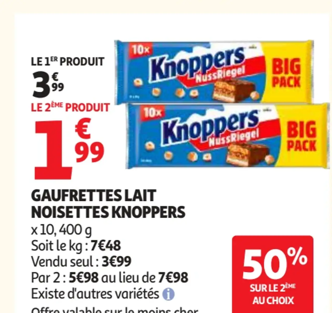Gaufrettes Lait Noisettes Knoppers