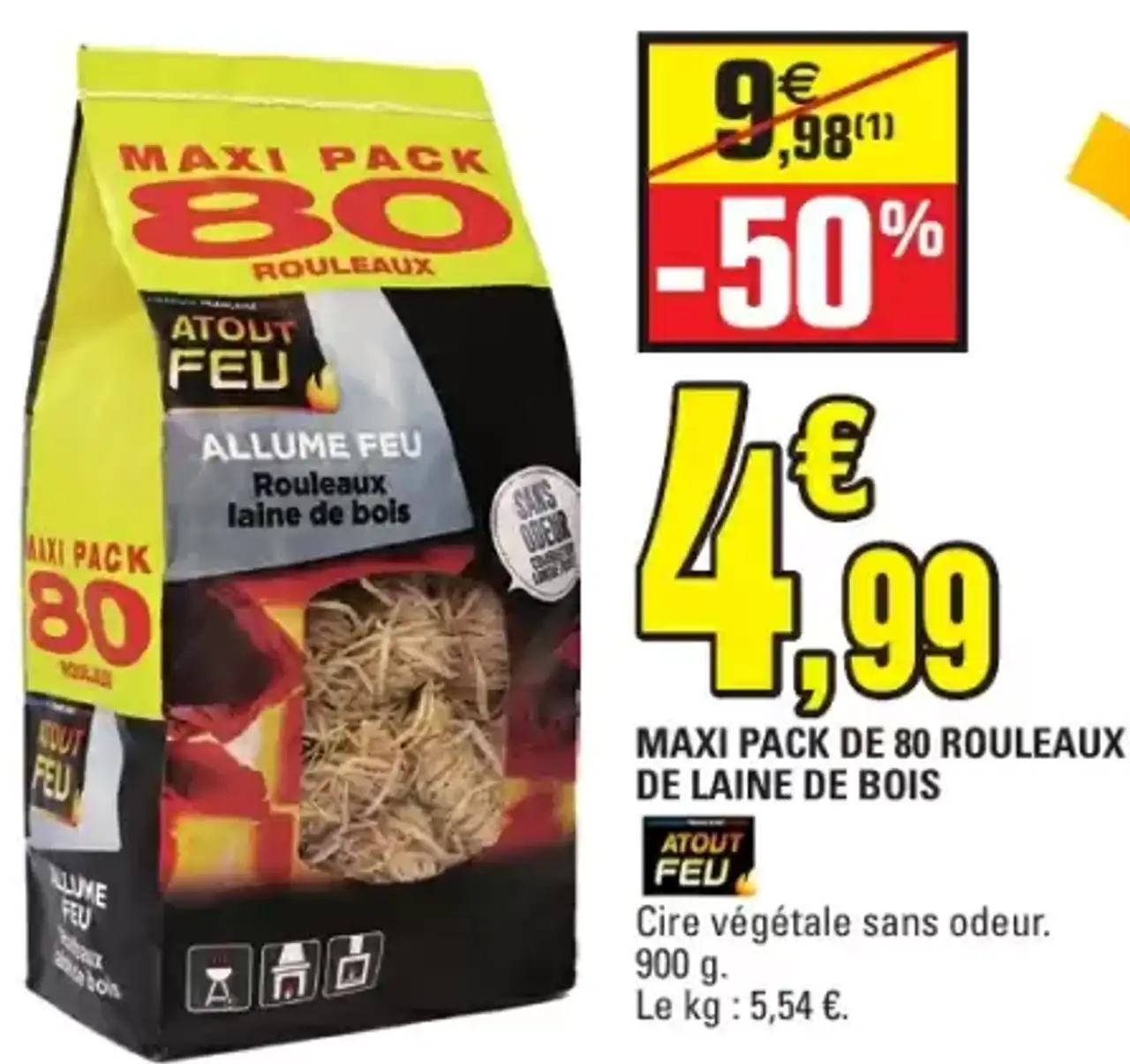 Maxi pack de 80 rouleaux de laine de bois Atout Feu
