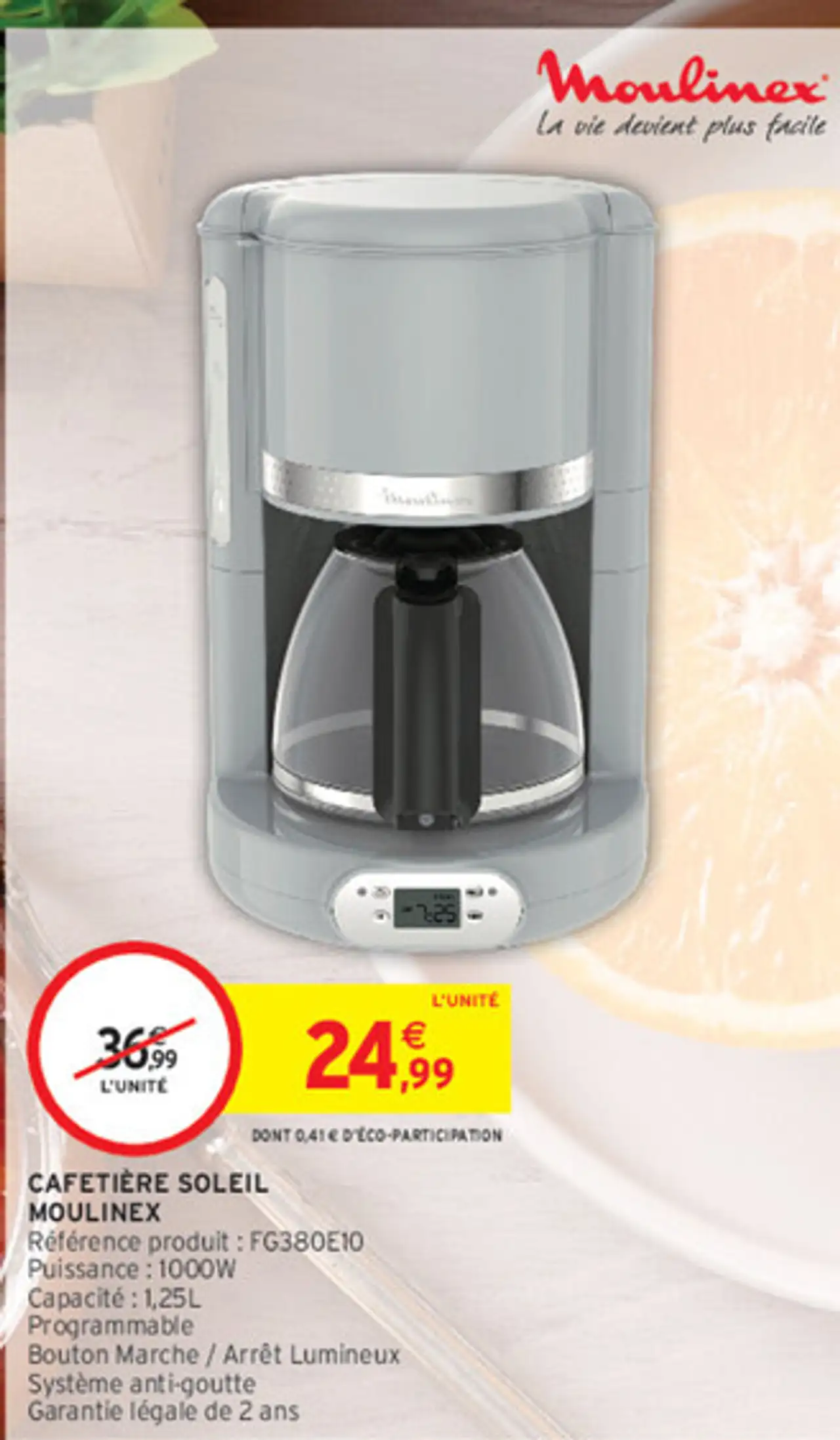 Cafetière Soleil Moulinex FG380E10