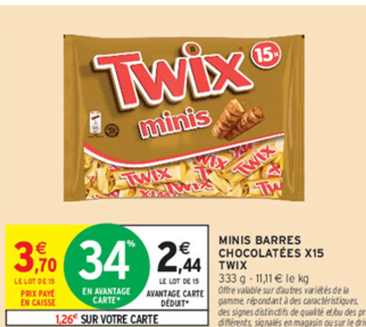 MINIS BARRES CHOCOLATÉES X15 TWIX
