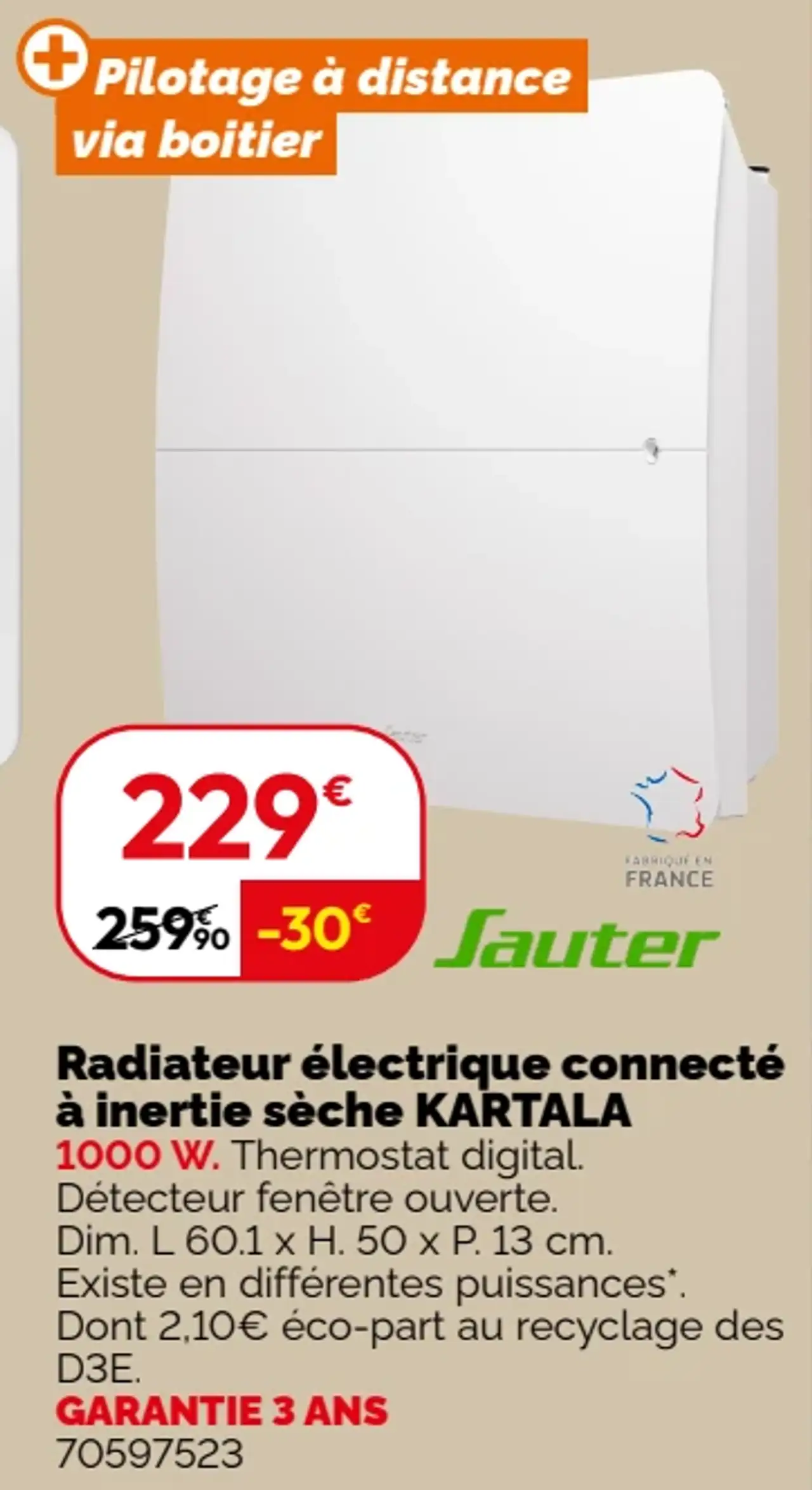 Radiateur électrique connecté à inertie sèche KARTALA