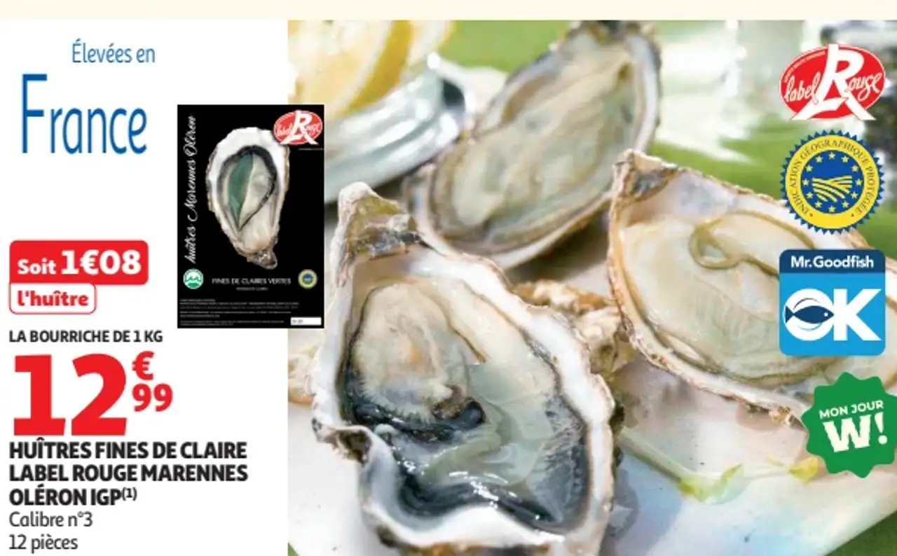 Huîtres Fines de Claire Label Rouge Marennes Oléron IGP