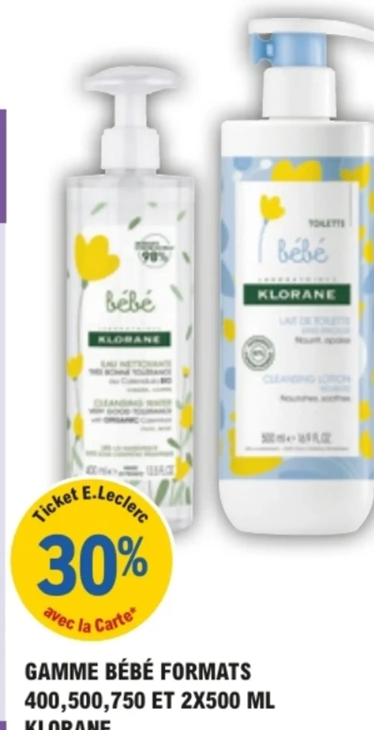 Gamme Bébé formats 400, 500, 750 et 2x500 ml Klorane