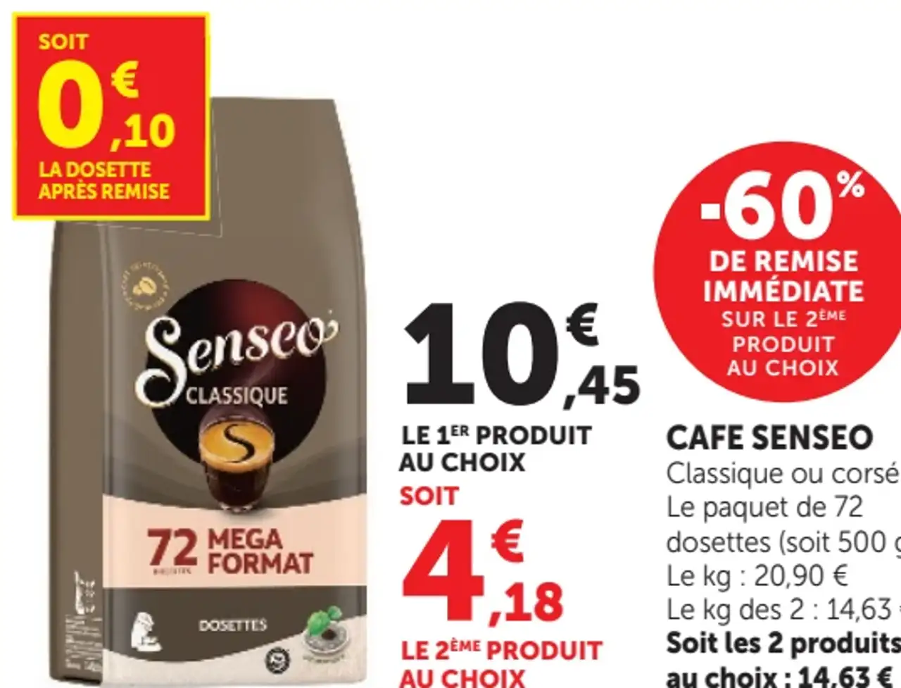 Café dosettes Senseo Classique ou corsé