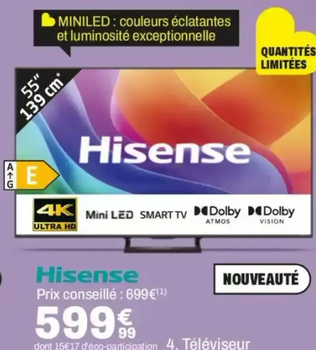 Téléviseur Mini LED Hisense 55" (139 cm)