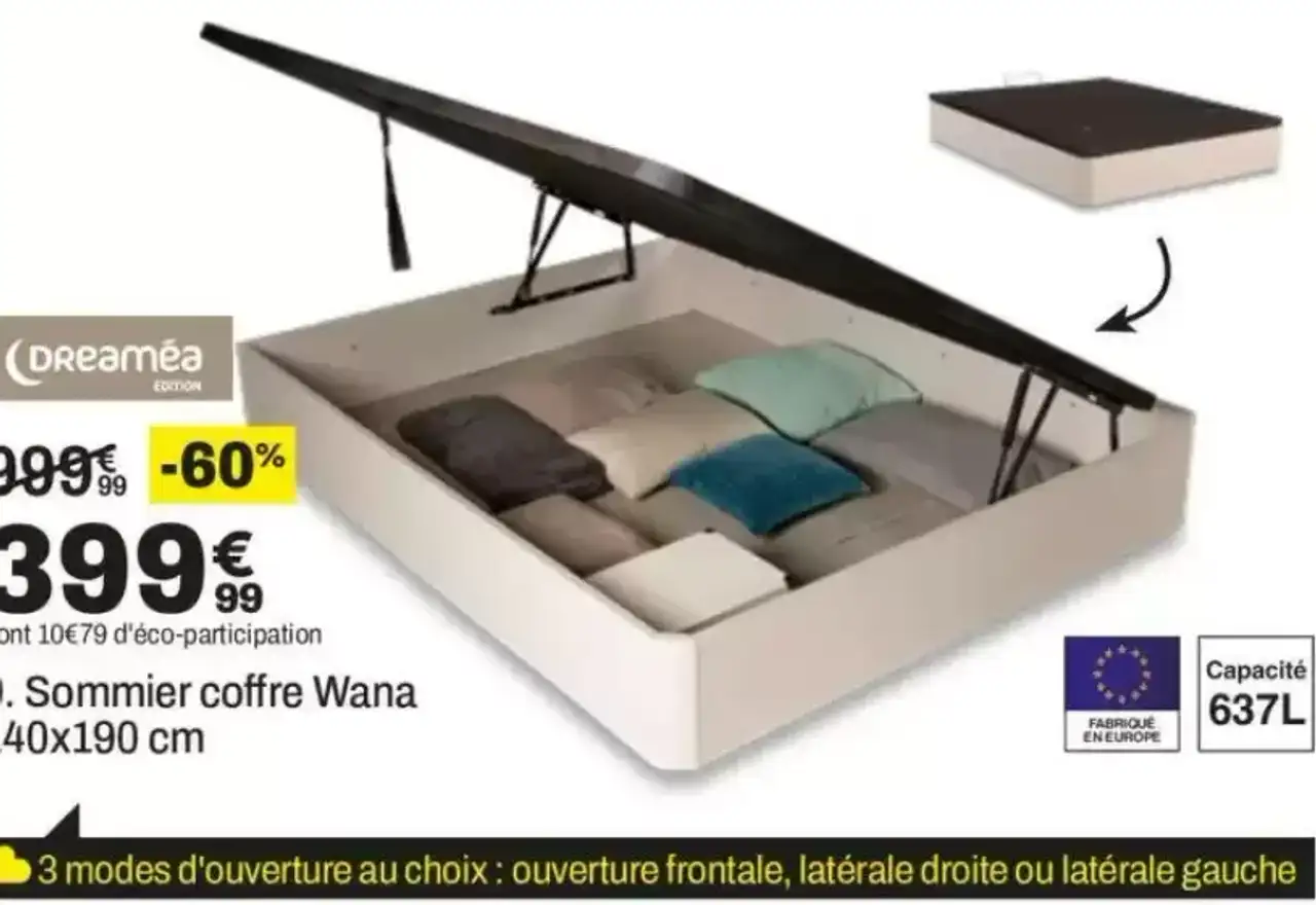 Dreamea Edition Sommier coffre Wana 140x190 cm