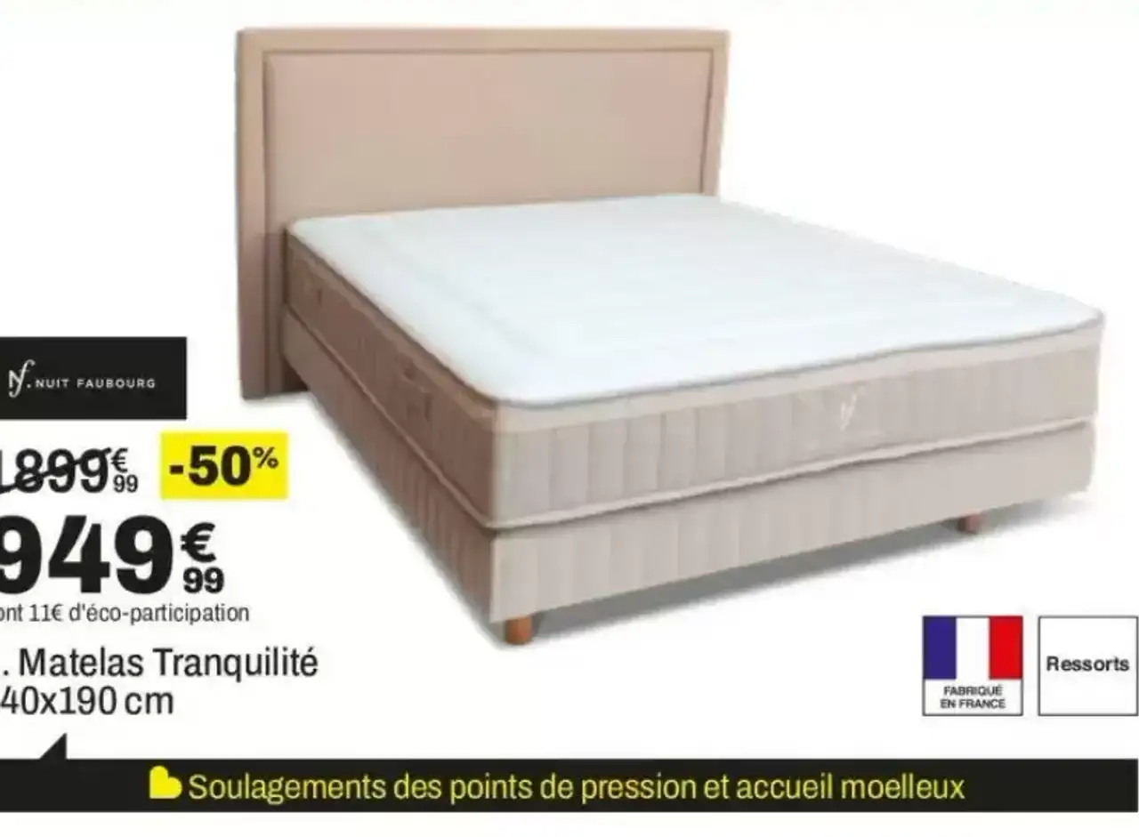 Matelas Tranquilité Nuit Faubourg 140x190 cm