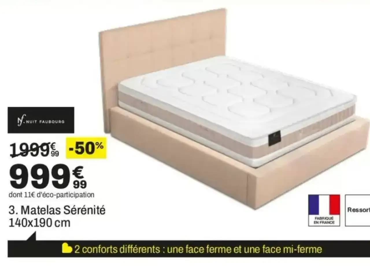 Matelas Sérénité Nuit Faubourg 140x190 cm