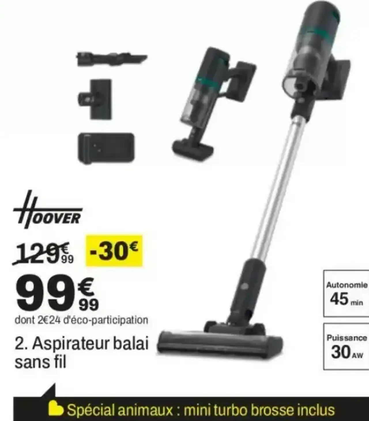 2. Aspirateur balai sans fil Hoover HFG10P 011