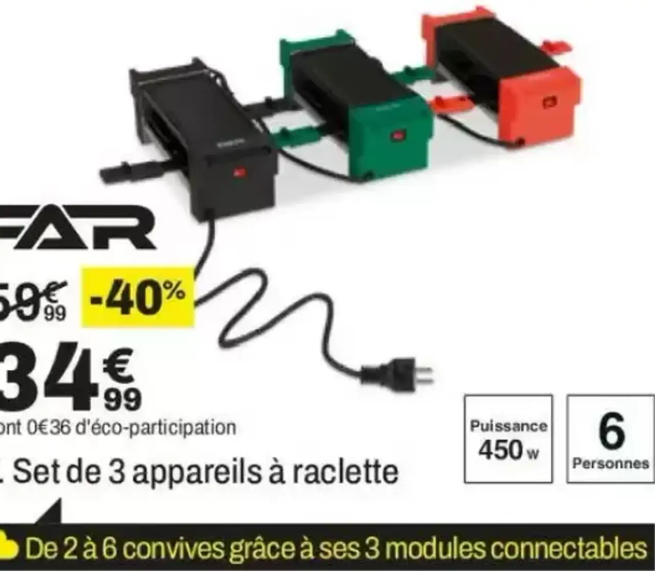 Set de 3 appareils à raclette FAR SET X3 223