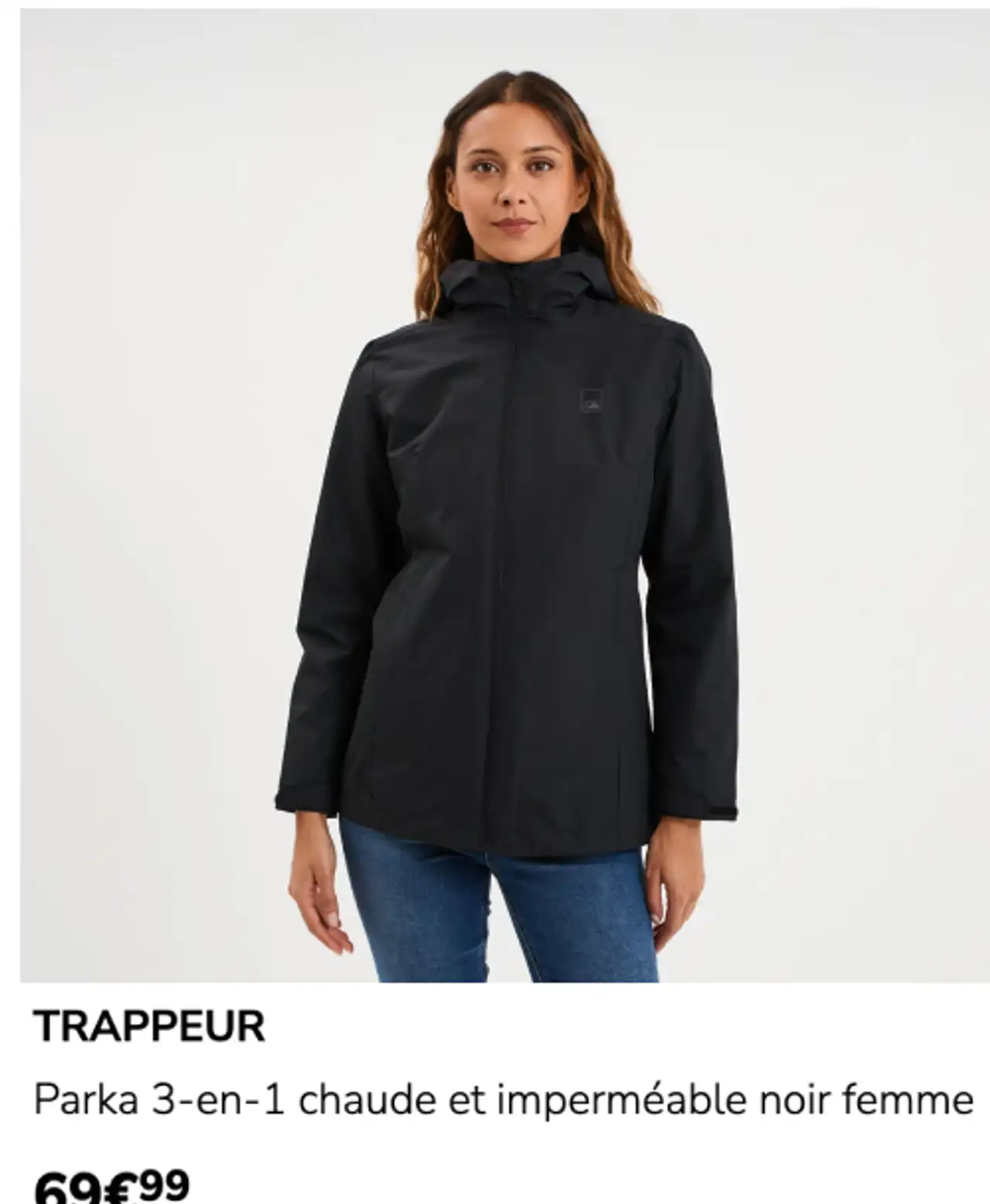Parka 3-en-1 chaude et imperméable noir femme TRAPPEUR