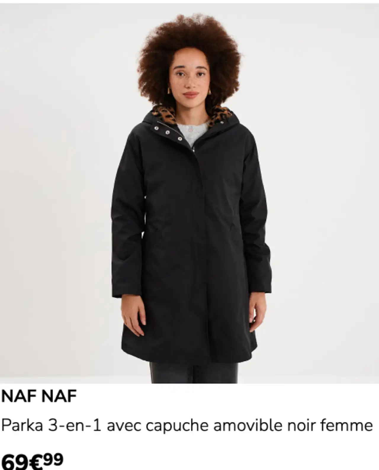 Parka 3-en-1 avec capuche amovible noir femme NAF NAF
