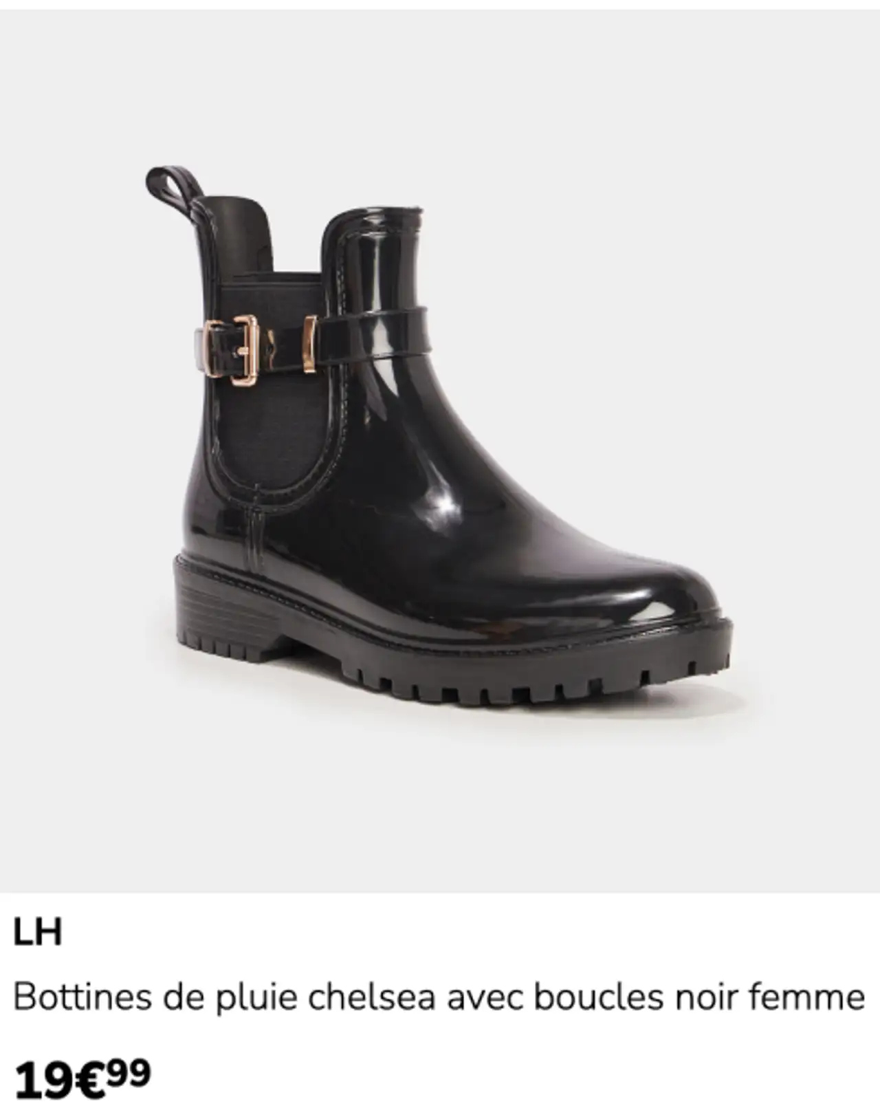LH Bottines de pluie chelsea avec boucles noir femme