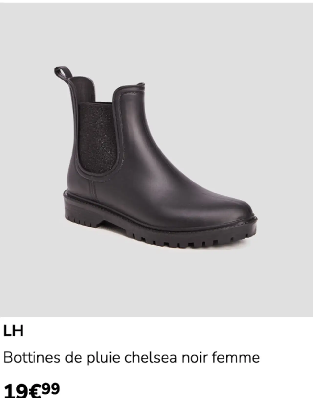 LH Bottines de pluie chelsea noir femme
