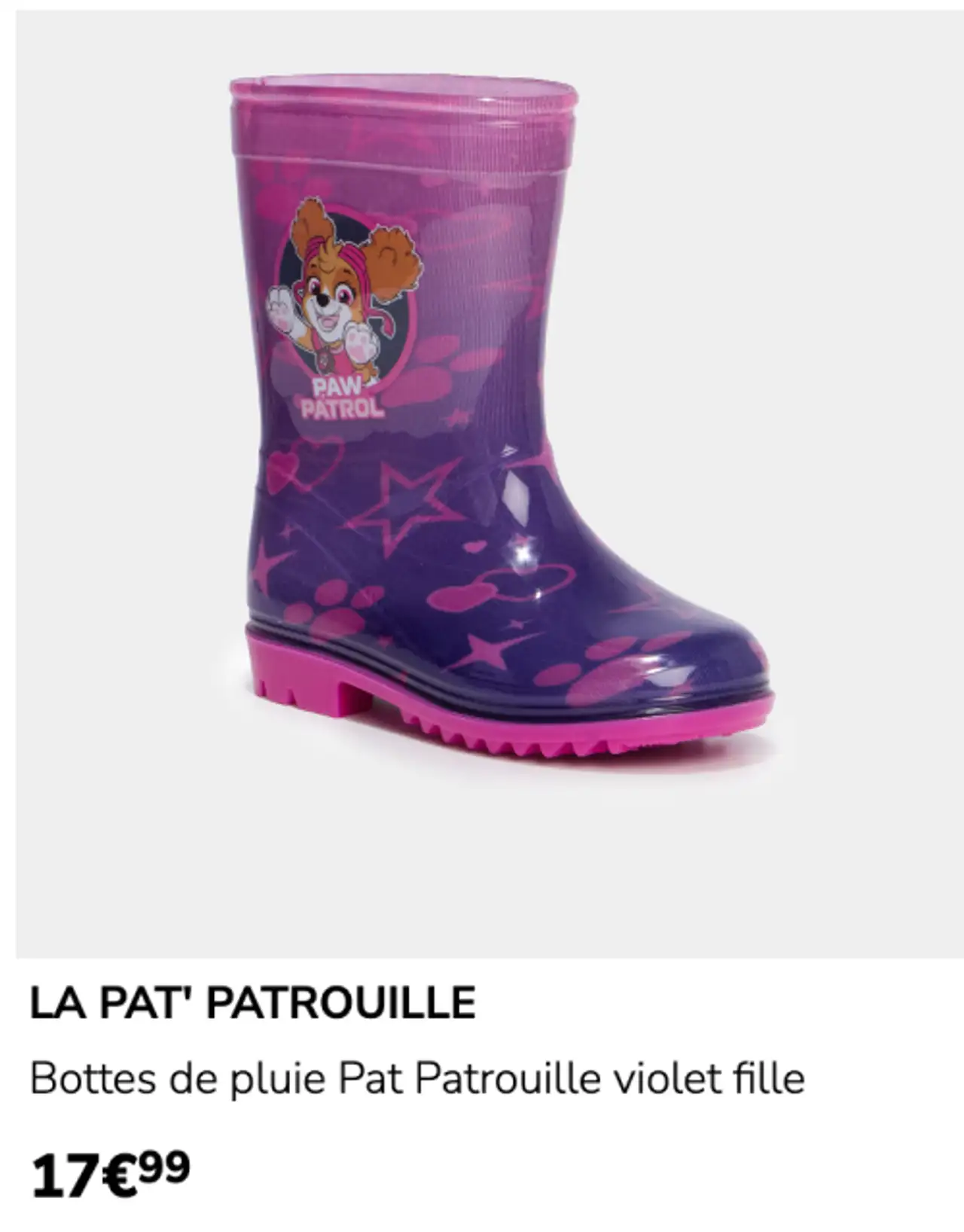 LA PAT' PATROUILLE Bottes de pluie Pat Patrouille violet fille