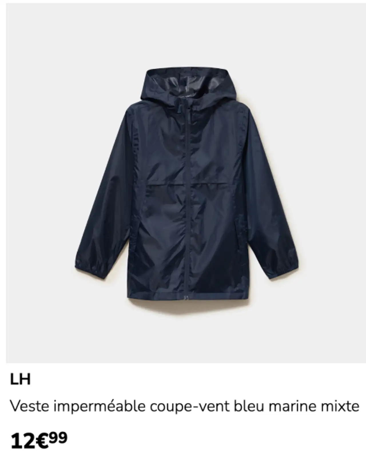 LH Veste imperméable coupe-vent bleu marine mixte