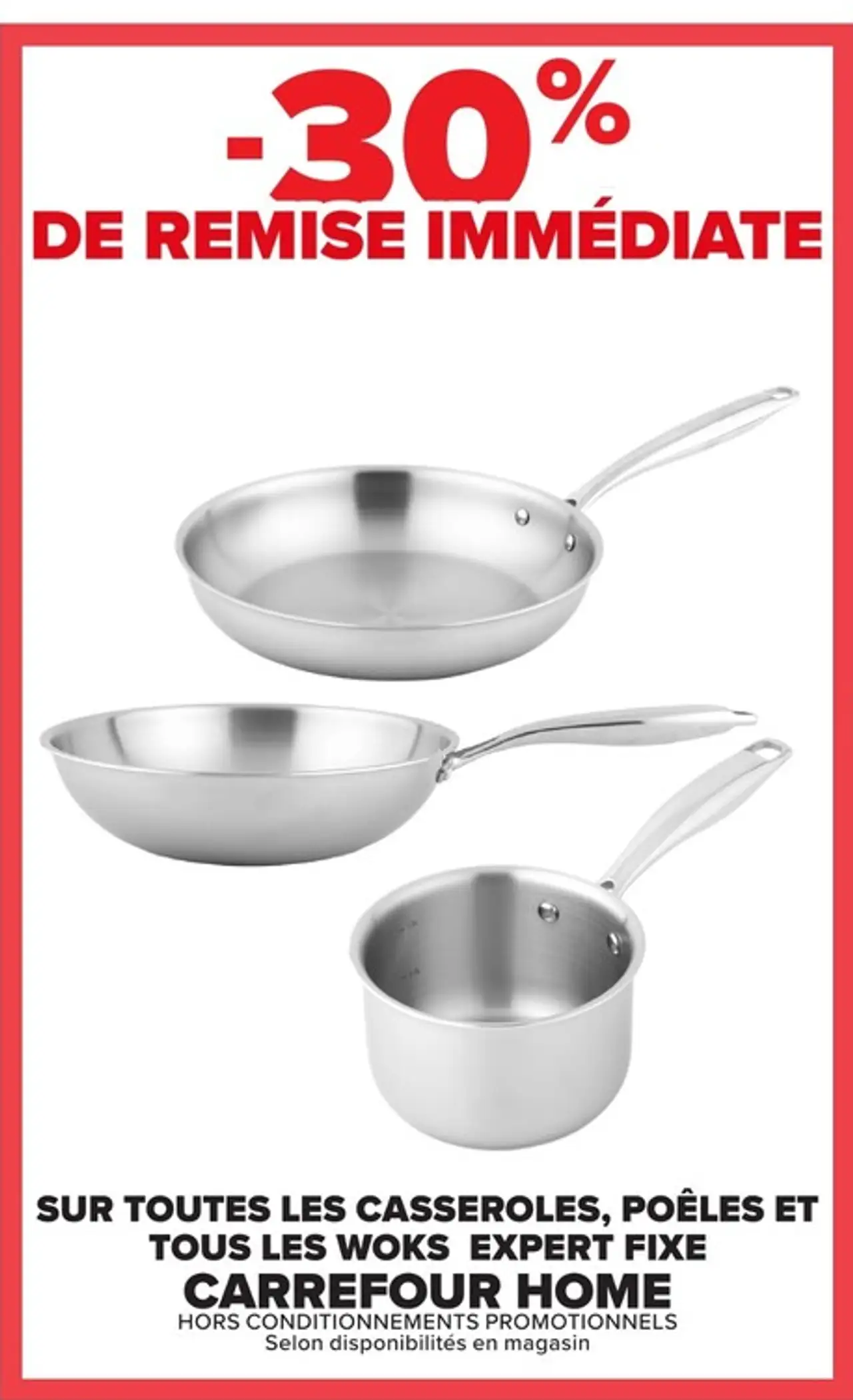 Toutes les casseroles, poêles et tous les woks expert fixe Carrefour Home