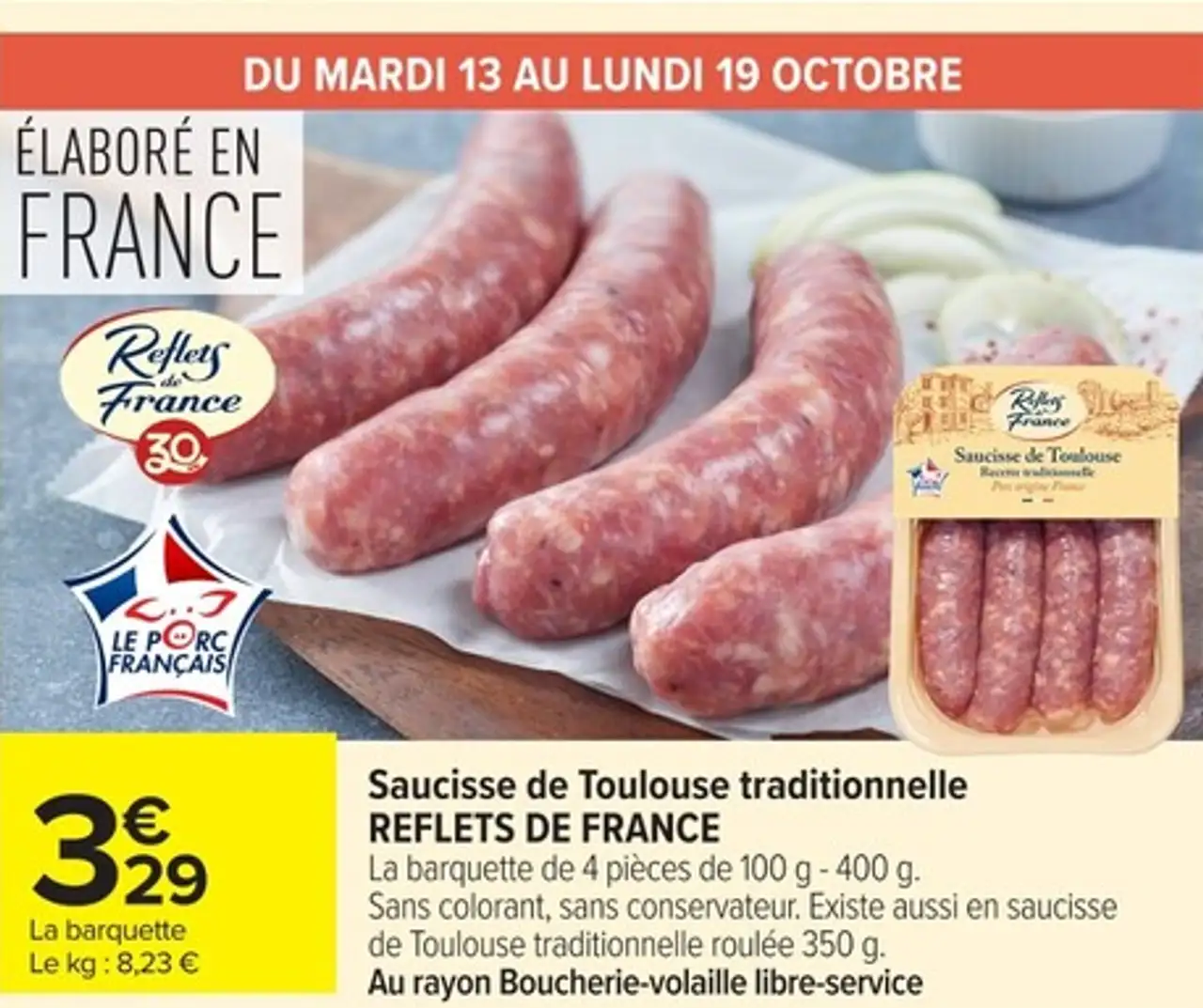 Saucisse de Toulouse traditionnelle REFLETS DE FRANCE