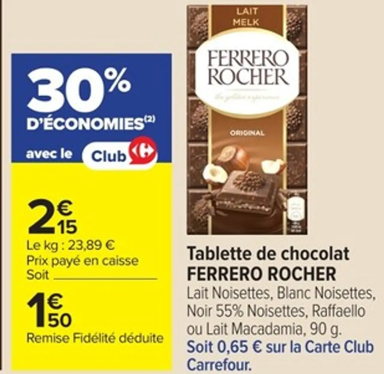 Tablette de chocolat FERRERO ROCHER