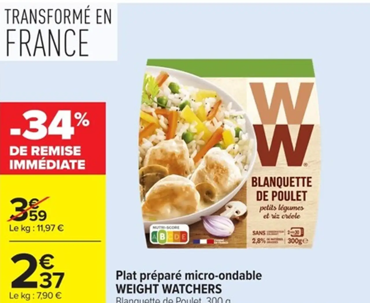 Plat préparé micro-ondable Blanquette de Poulet WEIGHT WATCHERS