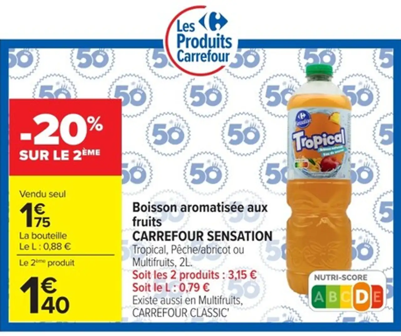 Boisson aromatisée aux fruits Carrefour Sensation
