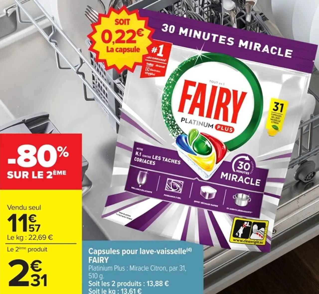 Capsules pour lave-vaisselle Fairy Platinium Plus