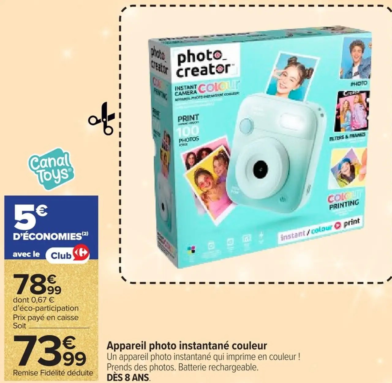 Appareil photo instantané couleur Photo Creator Canal Toys