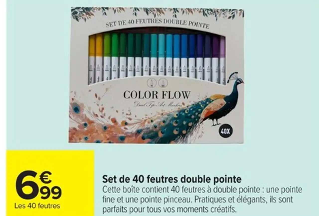 Set de 40 feutres double pointe Color Flow
