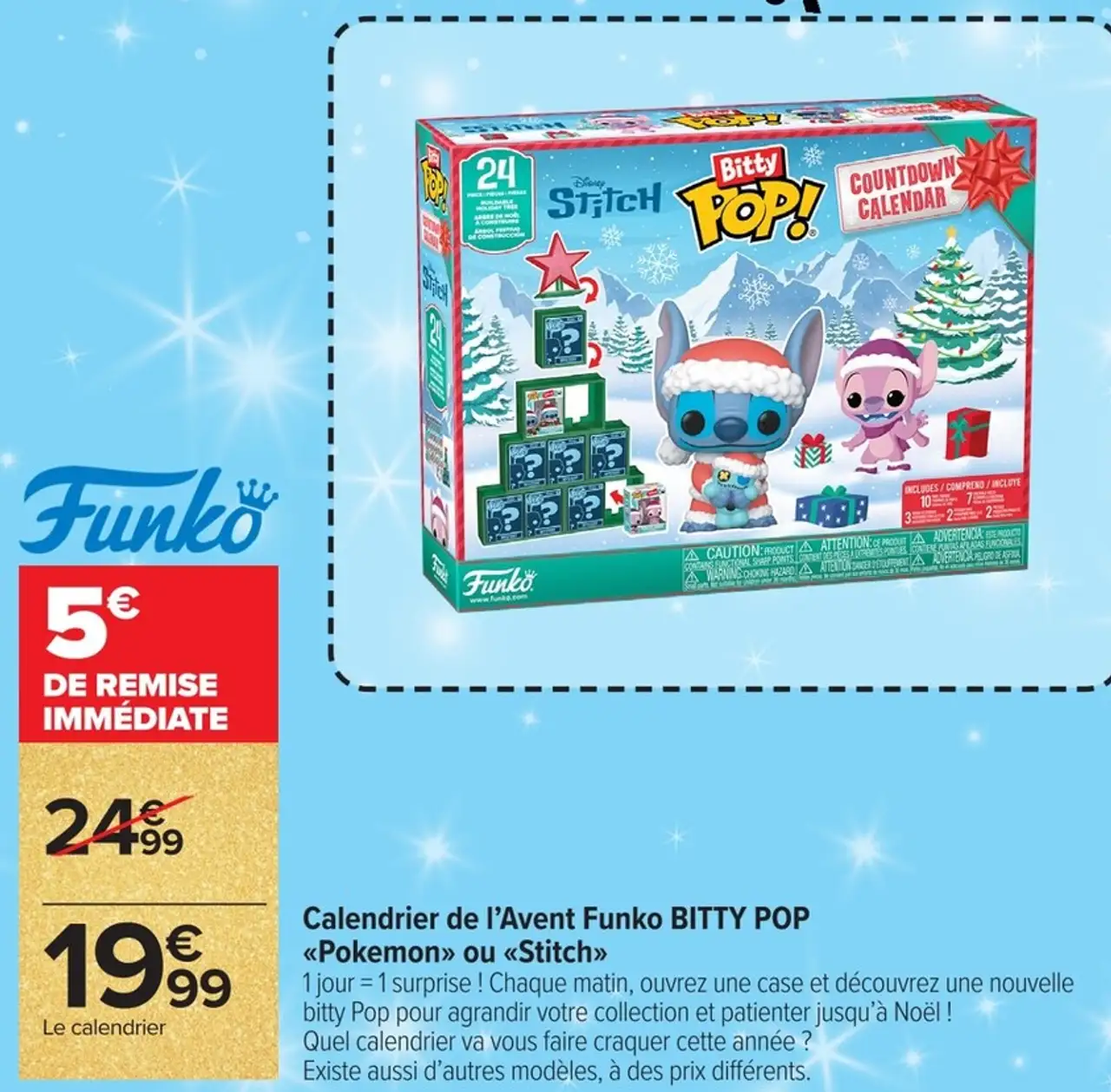 Calendrier de l'Avent Funko BITTY POP «Pokemon» ou «Stitch»