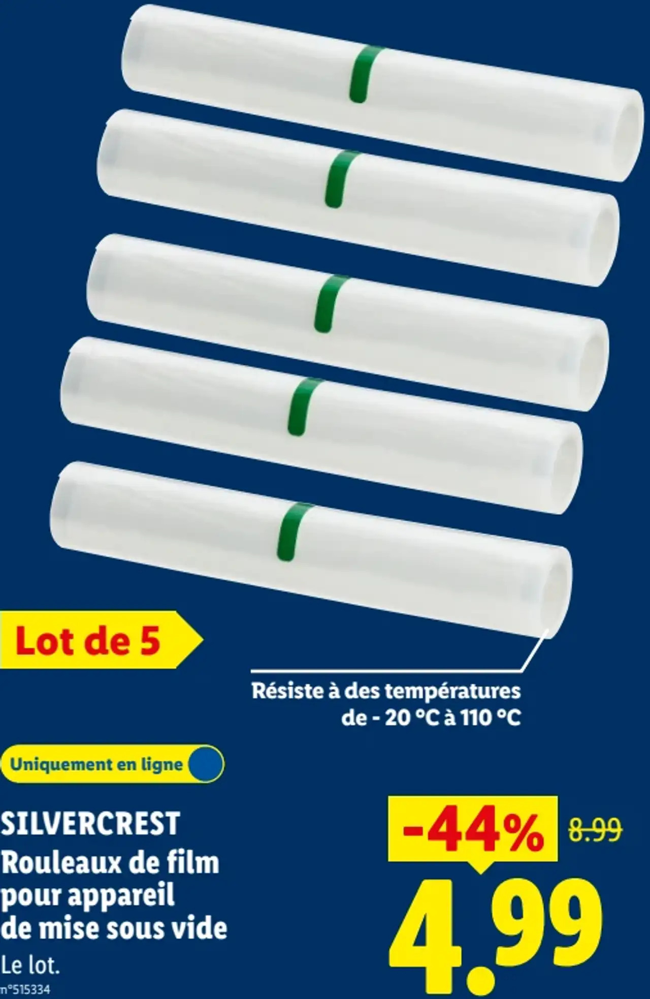 SILVERCREST Rouleaux de film pour appareil de mise sous vide Lot de 5