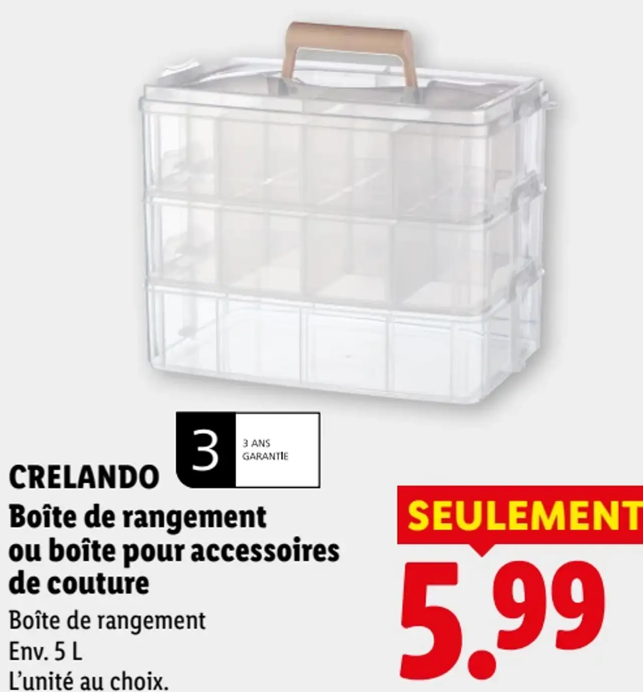 CRELANDO Boîte de rangement ou boîte pour accessoires de couture