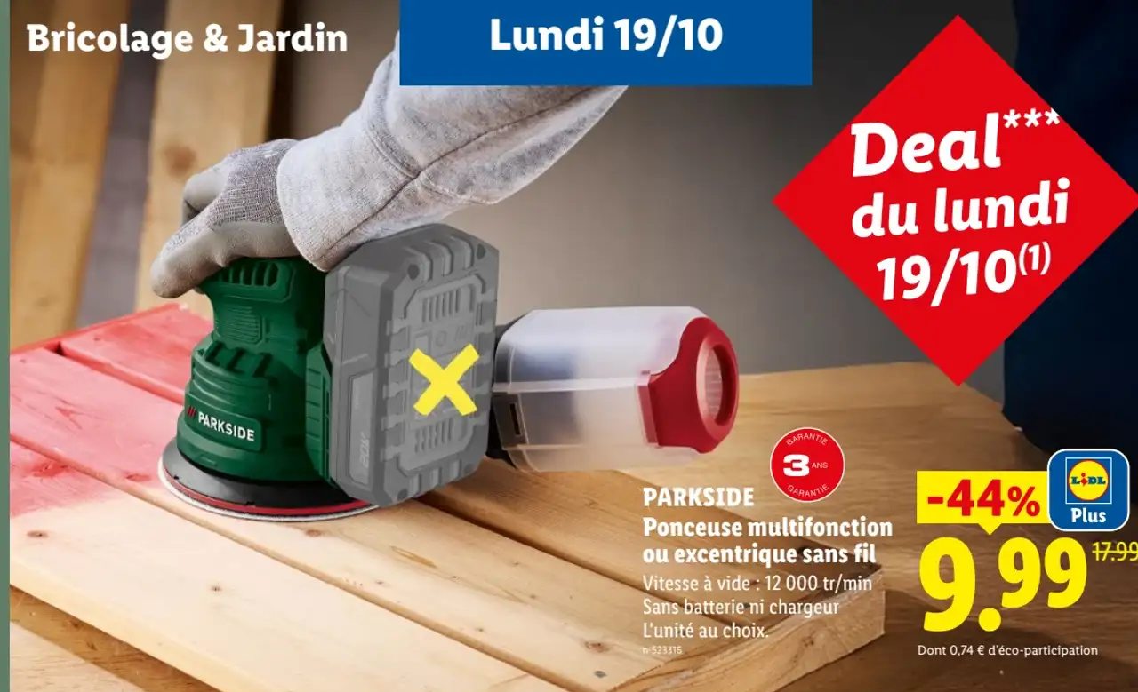 PARKSIDE Ponceuse multifonction ou excentrique sans fil
