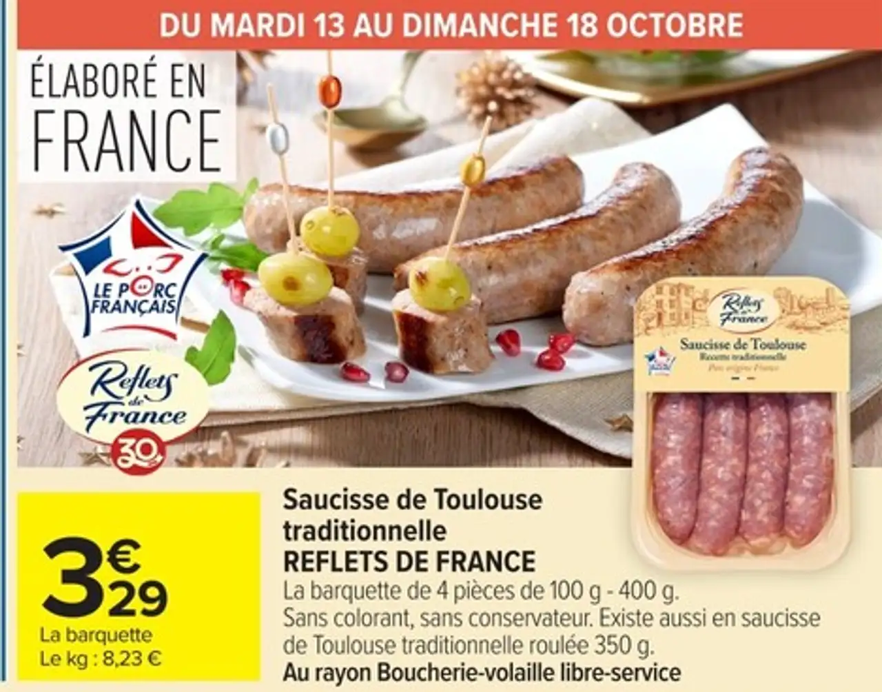 Saucisse de Toulouse traditionnelle REFLETS DE FRANCE