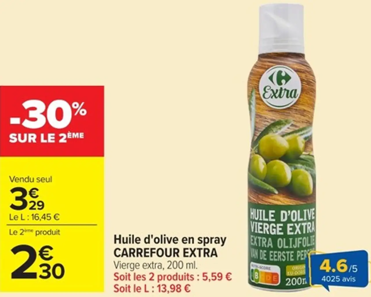 Huile d'olive en spray CARREFOUR EXTRA