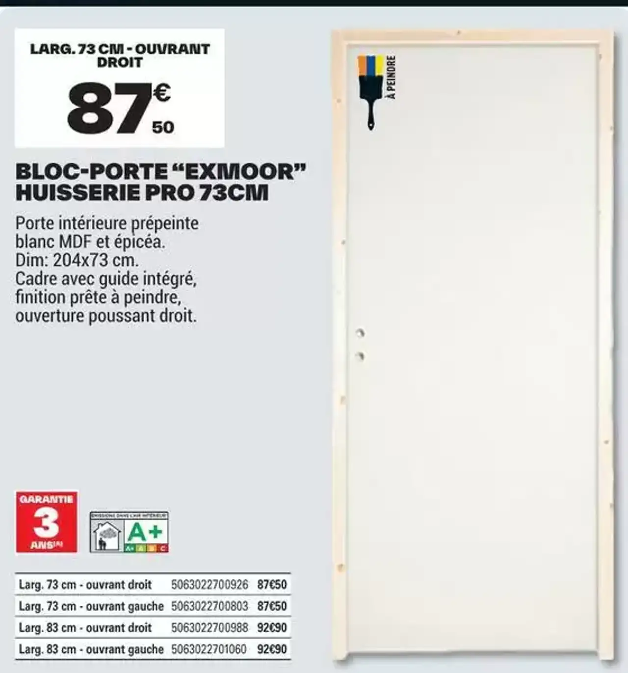 BLOC-PORTE "EXMOOR" HUISSERIE PRO 73CM
