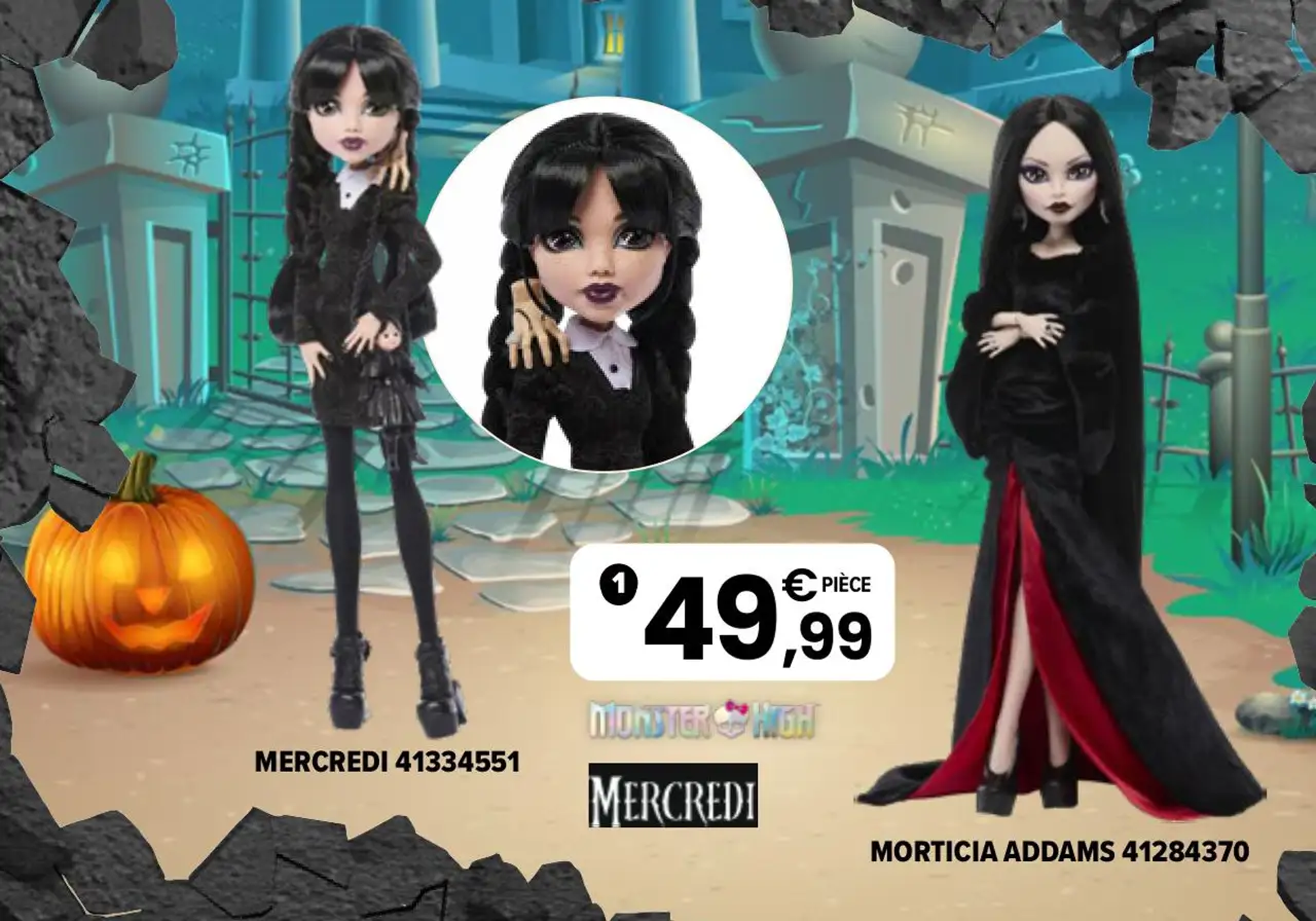 Poupée Mercredi Monster High (Mercredi ou Morticia Addams)