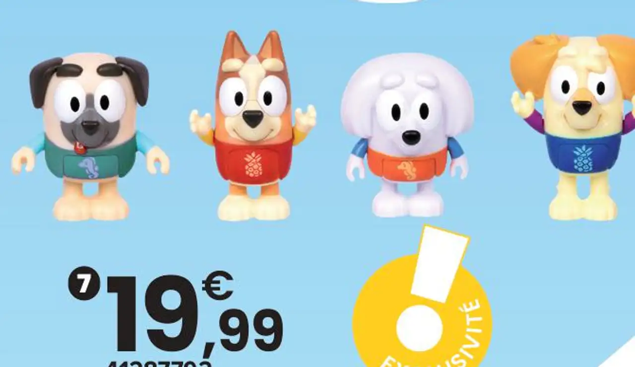 Pack de 4 figurines de Bingo et ses amis au parc aquatique Bluey