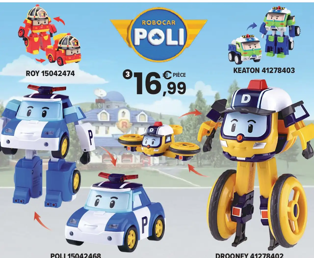 Robocar Poli Véhicule transformable (Poli, Roy, Keaton, Drooney)