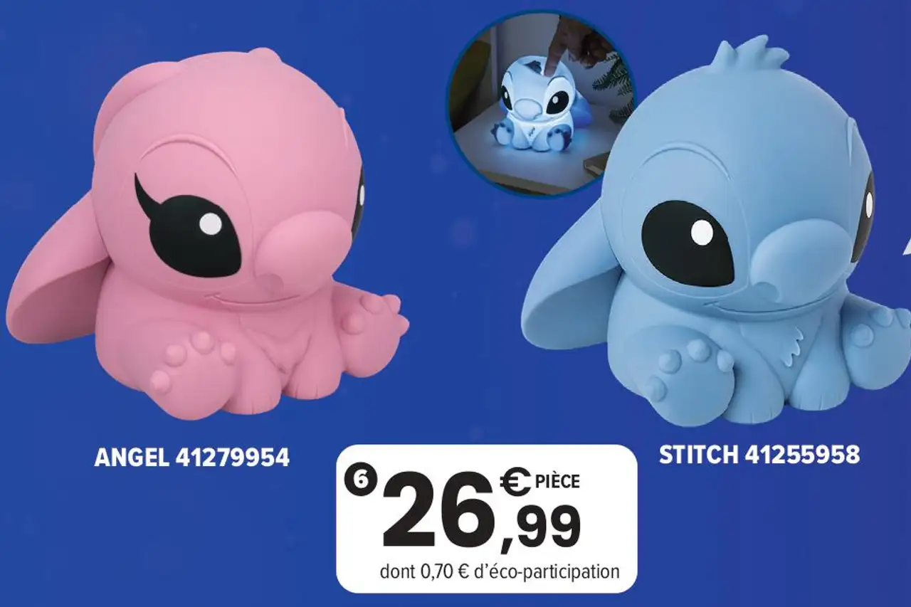 Lampe Squishyglo en Silicone Disney Stitch / Angel