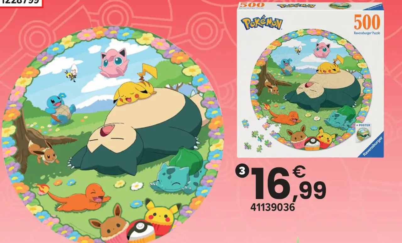 Ravensburger Puzzle rond 500 pièces Pokémon en fleurs