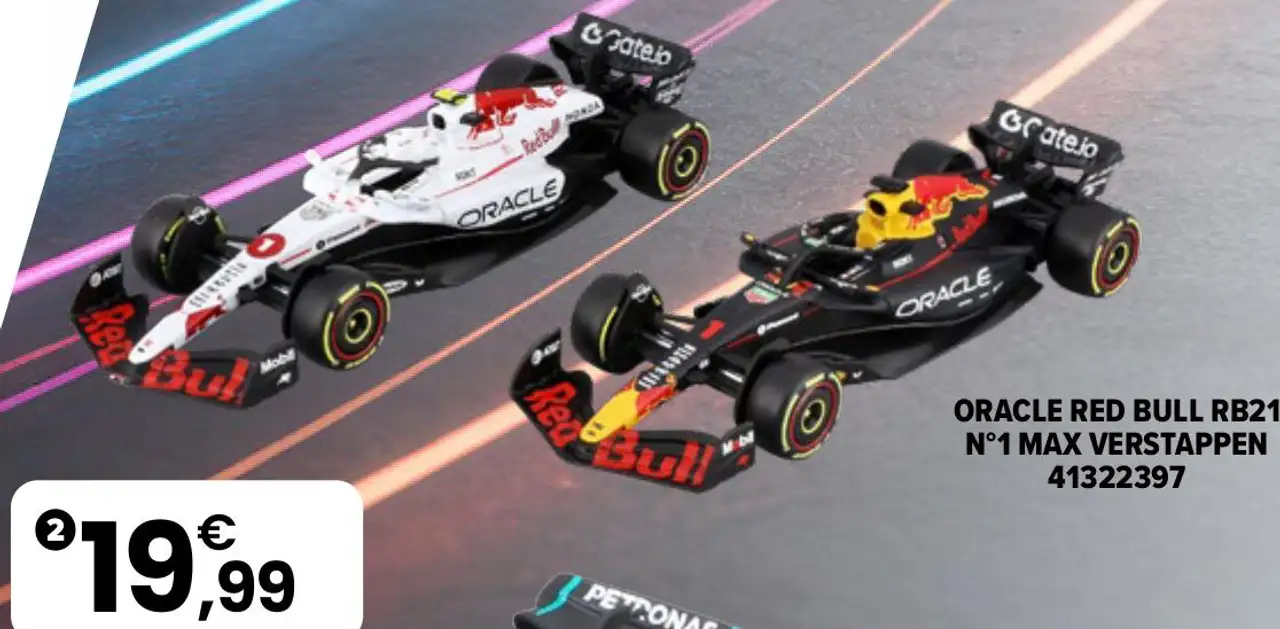 Pack de 2 voitures de course F1 Oracle Red Bull RB21 N°1 Max Verstappen Bburago