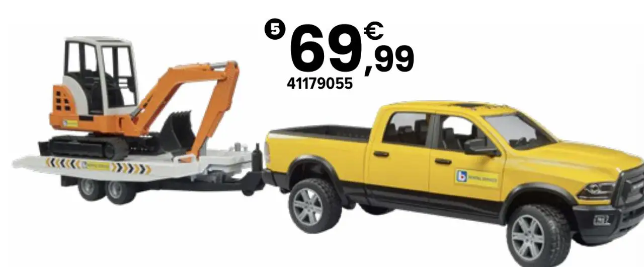 RAM Power 2500 Rental Service avec mini pelle et remorque Bruder