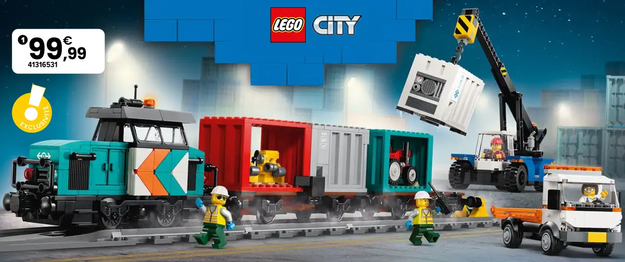 LEGO City 60509 Le train de marchandises du port avec grue et camion