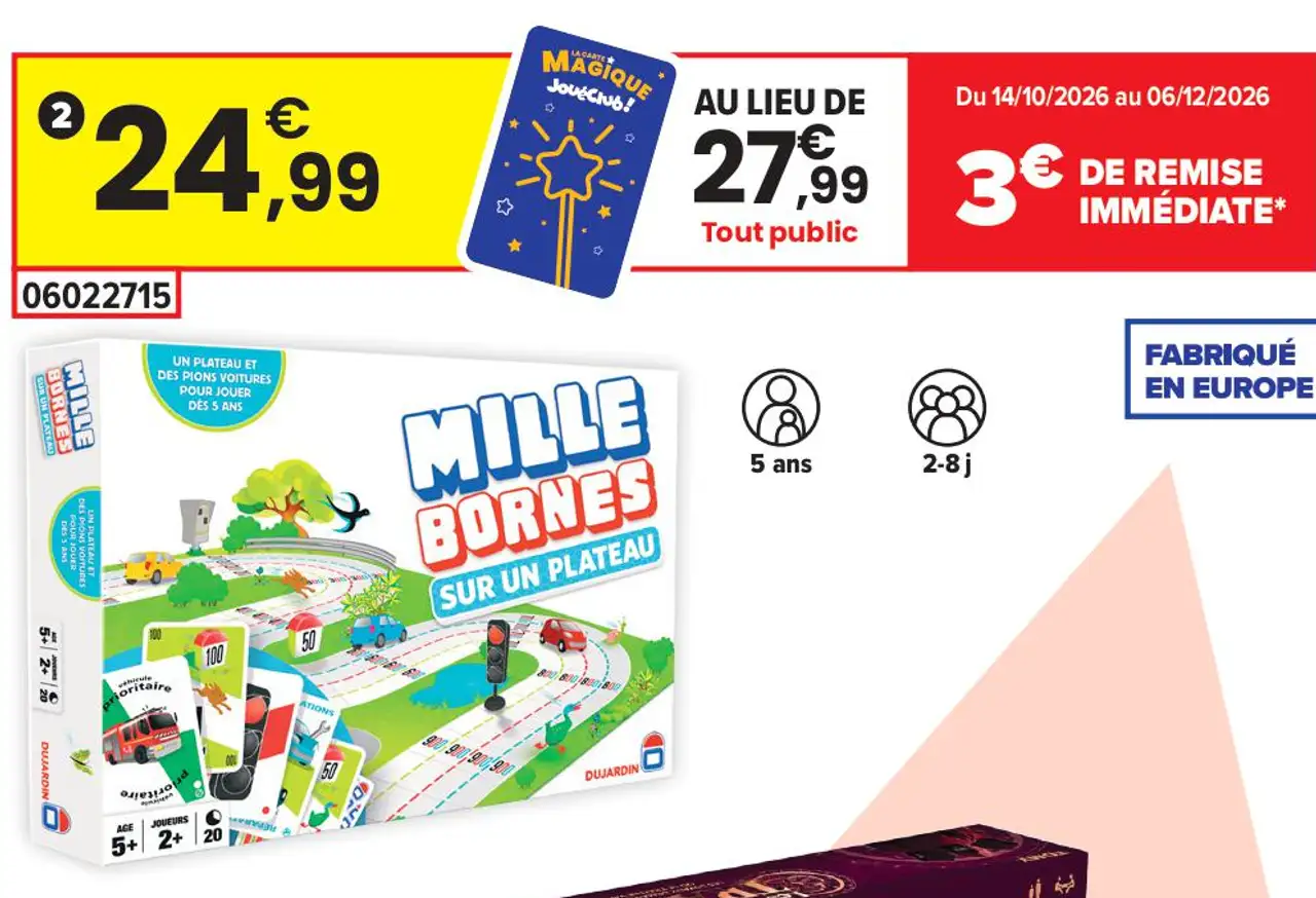 Jeu de société Mille Bornes - Le Grand Classique Plateau Dujardin