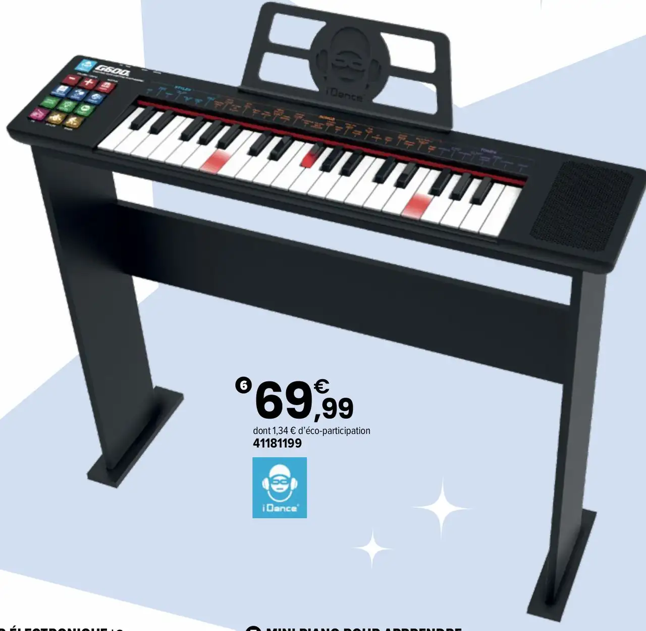 Clavier 37 touches lumineuses et support en bois iDance