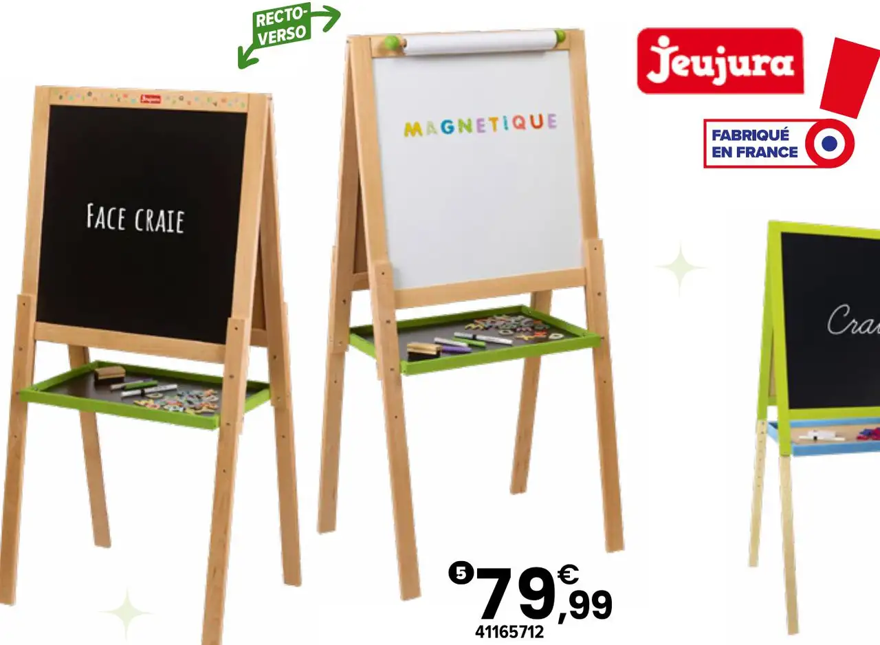 Jeujura Grand tableau multifonctions en bois avec fonction dessin